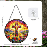 Rngmsi Stained Glass Window Hanging, 7.8″ Cross Christian Sun Catchers with Hook Indoor Window Decor, Decorative Suncatchers Hanging Ornaments Home Garden Art Gift for Housewarming