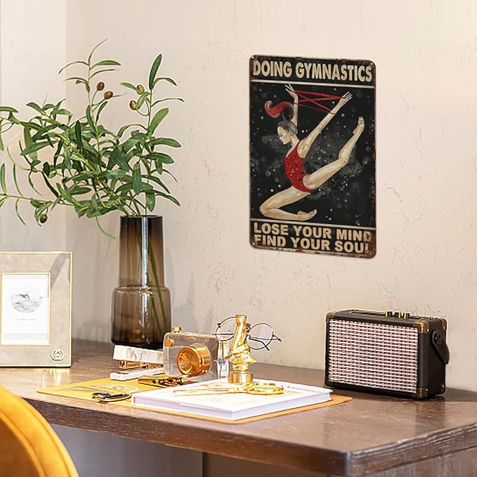 Vintage Metal Tin Sign Doing Gymnatics Lose Your Mind Find Your Soul Coffee Pringches for Home,Patio,Yard,Kitchen & More 8x12 Inches Retro Funny Quote Wall Decor for Indoor & Outdoor Use