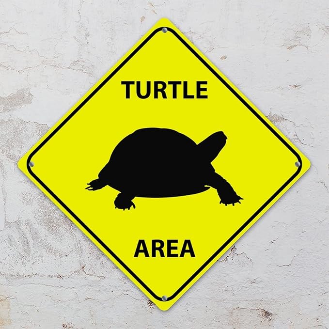 Sea Turtle Crossing Xing Sign Beware of Sea Turtle Metal Sign Ocean Animal Funny Warning Sign Crossing Zone Sign for Farm Yard Front Door Indoor Outdoor Street Sign 10x10in