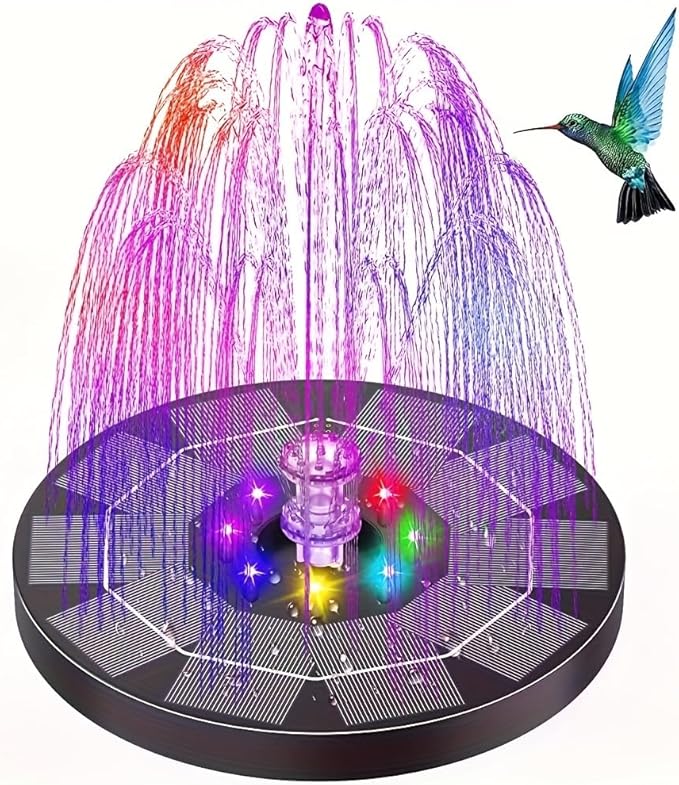 HEERTTOGO 1Pc 3.5W solar bird bath fountain pump with lights, solar panel kit water pump, suitable for ponds, bird feeders, gardens, outdoor decoration, DIY fountain landscaping, landscape design