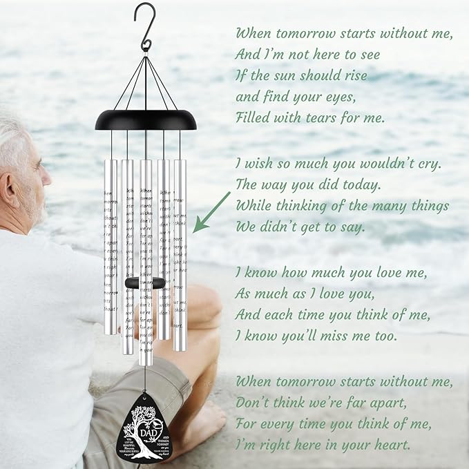 Fabuday Memorial Gifts Wind Chimes - Sympathy Gift for Loss of Dad, Windchimes in Memory of a Loved One for Bereavement Condolence Grief Funeral Condolences Remembrance Grieving, Cardinal Family Tree