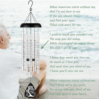 Fabuday Memorial Gifts Wind Chimes - Sympathy Gift for Loss of Dad, Windchimes in Memory of a Loved One for Bereavement Condolence Grief Funeral Condolences Remembrance Grieving, Cardinal Family Tree