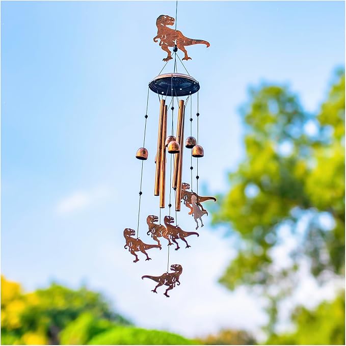 Dinosaur Wind Chimes for Outside,Dinosaur Gifts for Adults Men Women/Memorial/Birthday Metal windchimes Outdoors/Indoors,Garden,Patio,Home,Porch,Yard Decoration