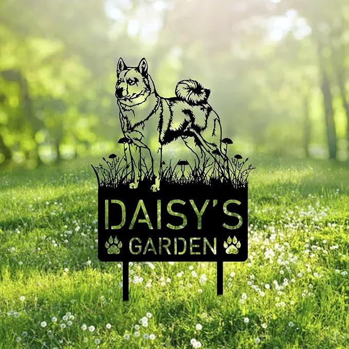 Custom Norwegian Buhund Dog Metal Memorial Garden Stake Personalized Pet Grave Marker Name Sign Remembrance Stake Decor Sympathy Dog Loss,Outdoor Statues for Yard Garden Lawn Patio Pathway Grave.