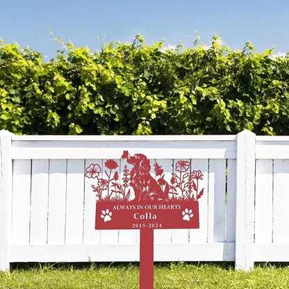 Personalized Flora Dog Memorial Garden Stake - Custom Cemetery Sign with Stake, Grave Plaque, Pet Headstone, Engraved Marker for Dogs