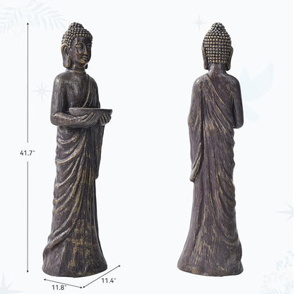 42" Extra-Large Buddha Outdoor Statue, Tall Zen Meditative Buddha Figures, Durable Weatherproof MGO Sculpture for Garden, Patio, Yard, Porch or Indoor, Gold-Black Antique Finish Home Decor Gift