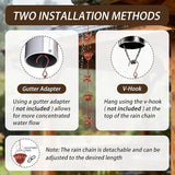 8.8ft Rain Chains for Gutters Outside, Adjustable Hanging Rain Hutter Catcher Chain with 6 Metal Flower Cups & Hummingbird Decor, Downspout Substitute for Garden Drainage and Courtyard