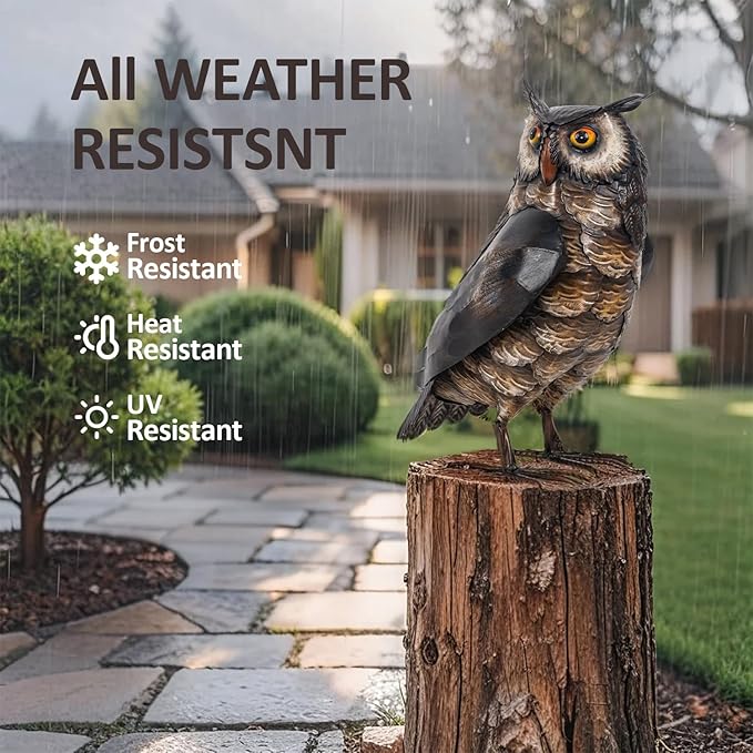 Natelf Garden Owl Sculptures & Statues, Standing Metal Bird Yard Art Sculpture for Patio Backyard Pond Outdoor Decorations