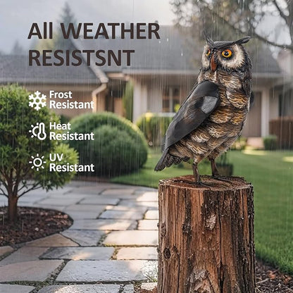 Natelf Garden Owl Sculptures & Statues, Standing Metal Bird Yard Art Sculpture for Patio Backyard Pond Outdoor Decorations