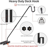 Deck Hook Railing Mount - Heavy Duty Metal Shepherds Hook Bracket for Outdoor Plant Hanger, Bird Feeder Hanger, Plant Hooks, Flower Baskets, Lanterns - 360° Rotating Pole, Extended Arm