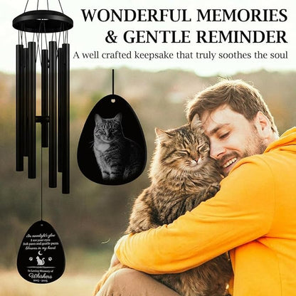 Personalized Pet Memorial Wind Chimes for Outside – Custom Sympathy Gift for Loss of Dog Cat Horse Bird- Laser Engraved with Your Pet's Photo & Name – in Loving Memory – Outdoor Garden Decor