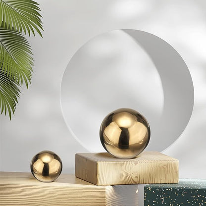 uxcell 2pcs Gazing Globe Decor Ball 2 inch 51mm Garden Sphere Polished Hollow Ball, Seamless Stainless Steel Gazing Ball, Smooth Mirror Globe for Garden Home Decor, Gold Tone