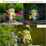 twinbling Frog Garden Statue with Solar Lantern - Large 13 in Solar Frog Statue Outdoor for Yard, Patio, Porch, Lawn and Balcony Decorations, Gift for Gardeners and Housewarming