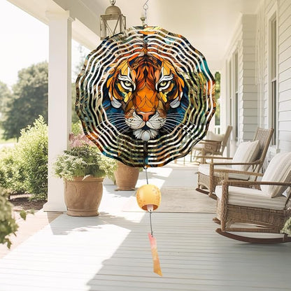 Metal Tiger Wind Spinner Gift for Boy Girl Kids Colorful Tiger Hanging Wind Spinner for Outdoor Garden Decor Animal Wind Sculptures for IndoorOutside Lawn Yard