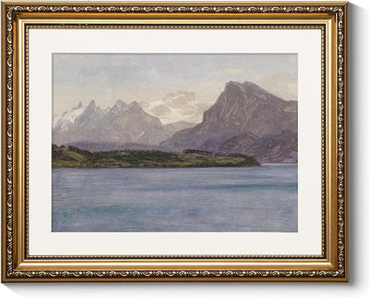 ARPEOTCY Vintage Gold Framed Wall Art, Coastal Range Seaside Landscape Paintings 13x16 inch Victorian Wall Decor for Living Room Bedroom Bathroom Canvas Prints Antique Pictures Frame