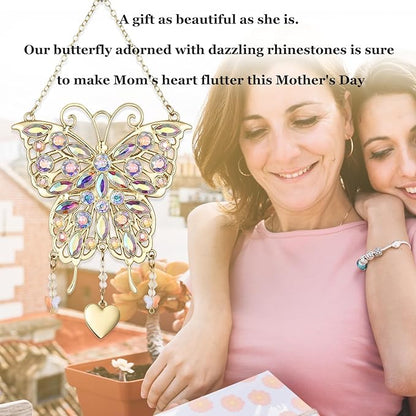 Glittering Butterfly Gift for Valentine's Day, Birthday, Anniversary - Gold Metal Ornament for Mother's Day, Wife, Grandma