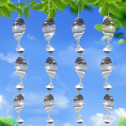 12Pcs Bird Deterrents for Outside, 4 Set Highly Reflective Hanging Wind Spinners Outdoor Metal Bird Reflectors for Outside Garden Decor Lightweight Bird Devices to Scare Birds Away from Yard