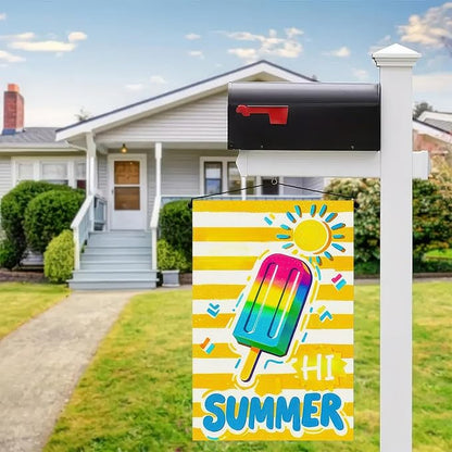 BlissYard Summer Garden Flags 12x18 Double Sided Summer Banner Beach Gardens Flag Bright Popsicle Sun Design Holiday Outside Decorations Yard Flags for Seasonal Decoration in Yard and Garden