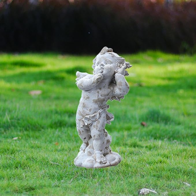 Angel Garden Statue Figurine European Style Weatherproof Yard Art Decor Outdoor Statue for Backyard Patios Pond Yard Lawn, Style B