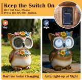 Solar Garden Statue with LED Lights, Dynamic Blinking Lights and Flowers, Outdoor Garden Figurine for Patio Porch Lawn Backyard Decor, Housewarming Gifts for Women (Owl)