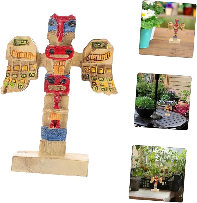 Vaguelly Resin Tribal Symbol Figurine Handpainted Decor Garden Ornament for Outdoor Spaces Unique Tribal Token for Courtyards Vibrant Resin Craft Decoration