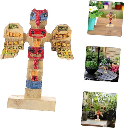Vaguelly Resin Tribal Symbol Figurine Handpainted Decor Garden Ornament for Outdoor Spaces Unique Tribal Token for Courtyards Vibrant Resin Craft Decoration