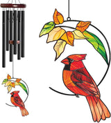 Personalized Metal Wind Chime Garden Sign, 40 Inch Outdoor Colorful Bird & Flower Memorial Decor, Yard Hanging Plaque for Patio Porch Lawn (JSTY373)