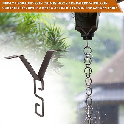 Rain Chain Clip for Gutter Adapter, Outside Hardware Rain Catcher System V Style Copper Rain Chimes Downspout Holder Connector Hook, Rain Chain Water Diverter Accessories