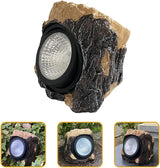 SHINEOFI Solar Walkway Lights and Solar Garden Lights Stump Shape Resin Landscape Lighting for Outdoor Patio Yard Décor Lawn Decorations