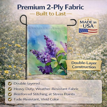 Caroline's Treasures New Hampshire Purple Lilac in Watercolor Garden Flag Mailbox Flag Decorative Yard Flag Banner Outside Patio Artwork Yard Flower Beds, Garden Size, Multicolor