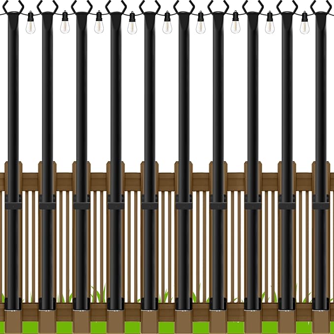 LETIANPAI 10 Pack String Light Poles,5 Ft Metal Poles for Outdoor String Lights,Outdoor Light Poles,Poles/Post/Stand for Outside