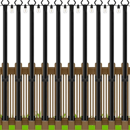 LETIANPAI 10 Pack String Light Poles,5 Ft Metal Poles for Outdoor String Lights,Outdoor Light Poles,Poles/Post/Stand for Outside
