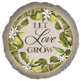 Magnolia Garden 10-Inch Let Love Grow Decorative Stepping Stone – Botanical Floral Resin Garden Walkway Tile – Elegant Sage Green Outdoor Accent – Romantic Wedding, Anniversary & Housewarming Gift