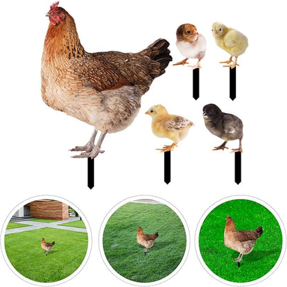 IMIKEYA 1 Set Hen Chick Ground Plug Chicken Acrylic Stake Outdoor Courtyard Decoration Garden Acrylic Sign Outdoor Adornment Simulation Chicken Insert Garden Chicken Insert Yard Ornament