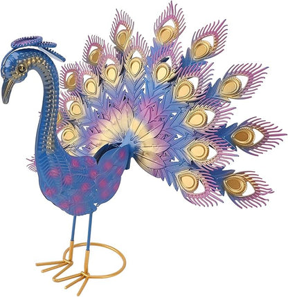 Peacock Garden Statue, Iron Sculpture Multicolor S - Elegant Outdoor Yard Decor, Weatherproof Patio Accent