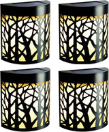 DenicMic Solar Wall Lights Outdoor Wall Sconce Fence Lighting for Patio Front Door Yard Deck Stair Led Forest Decorative Lamps, Waterproof, Warm White Color Changing (4 Pack)