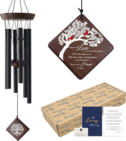 Memorial Wind Chimes for Loss of Loved One, Cardinal Sympathy Gifts for Loss of Mother Father, Windchimes with Tree of Life Sail, Bereavement Remembrance Gifts for Outside Garden