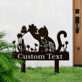 Personalized Metal Custom Garden Sculptures Statues, Yard Art,Shed, Flowerbed Decoration, Outdoor Decor, Animal Stake Pack, Cat Kitty Rabbit Bunny Dog Puppy Flower Metal Signs (Cat A)