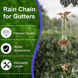 8.5FT Rain Chain for Gutters, Rain Chains for Outside with 7 Cups + 7 Birds, Rustproof Rain Catcher Chain, Replacement for Downspout (Brown Bird)