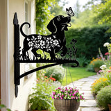 Rngmsi Metal Plant Hangers Outdoor, Dachshund Wall Mounted Hanging Plant Bracket Outside, Flower Pot Bird Feeder Wind Chimes Hangers Decorations