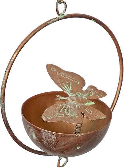 Alpine Corporation QES142HH Metal Hanging Butterfly with Spring Chain Rain Catcher, Décor for Garden, Patio, & Lawn, 73" H