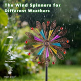 DREAMYSOUL Wind Spinners Outdoor, Copper Metal Kinetic Wind Sculptures with Gemstones, Wind Spinner for Garden Yard Lawn Patio Decor