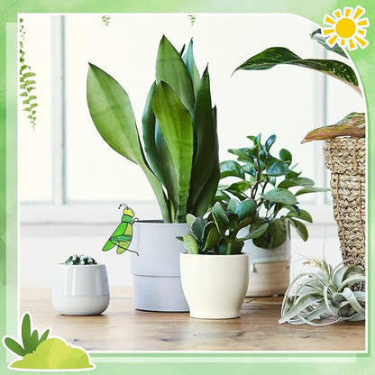 Geelin 1 Pcs Stained Glass Grasshopper Suncatcher Flower Pot Decoration Metal Plant Pot Hangers Colorful Garden Yard Suncatcher Decor for Spring Home Indoor Outdoor Decor(Green)