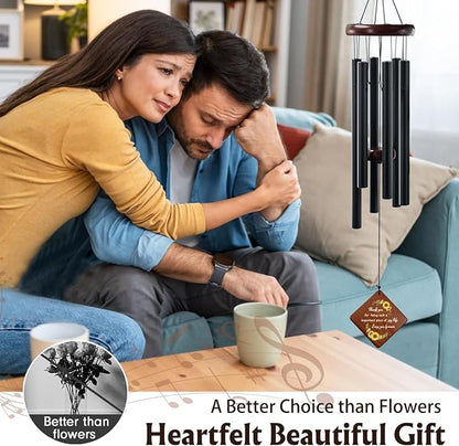 Sunflower Wind Chime with Thank You Quote Important Piece of My Life, Memorial Gift for Mom, Dad, Teacher, Friend or Farewells, 36" Outdoor Sympathy Chimes for Remembrance & Comfort