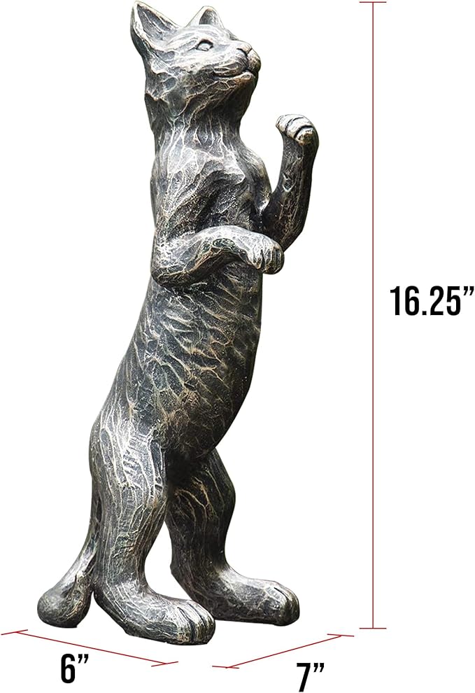 BRECK'S Standing Cat Statue Decorative Figurine Indoor Outdoor Home Decor Garden Yard Lawn Animal Sculpture Decorations