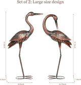 Kircust Crane Garden Sculptures & Statues Heron Decoy Large Size Metal Birds Yard Art Standing Vintage Brass Heron Lawn Ornament Outdoor Decorations 37 Inches Set of 2