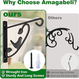 AMAGABELI GARDEN & HOME 4 Pack Hanging Plant Brackets Outdoor 12 inch Metal Fence Wall Plant Hanger Hooks for Hanging Flower Baskets Bird Feeders Lanterns Wind Chimes Rust-Resistant Black