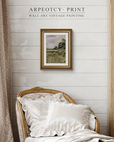 ARPEOTCY Vintage Gold Framed Wall Art, Farmhouse Meadow Landscape Country Paintings, Moody Rustic Canvas Picture Prints Artwork with Frame, Victorian Wall Decor for Living Room Bedroom 11x14 inch