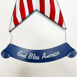 Rustic Metal 3D Barn Americana Stars, Patriotic USA Flag Wall Star with God Bless America Sign, July 4th Country Decor for Indoor & Outdoor Wall Decoration