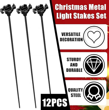 Gisafai 12 Pcs 15 Inch Christmas Light Stakes Universal Yard Lawn Holiday for C9 or C7 Light Stakes for Christmas Garden Ground Pathway Driveways Decoration (Black)